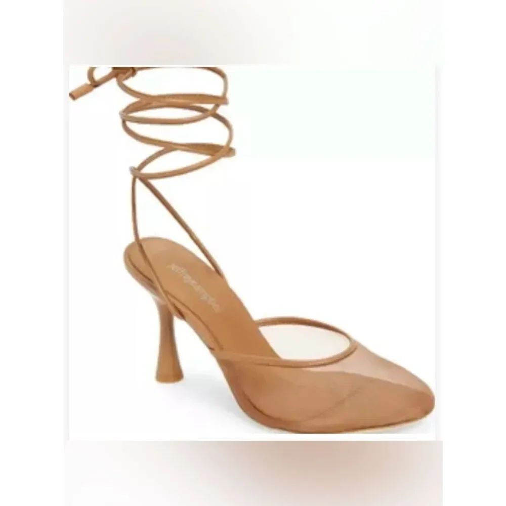 Jeffrey Campbell Gisselle Brown Ankle Wrap Mesh Heel Sandal Size 9